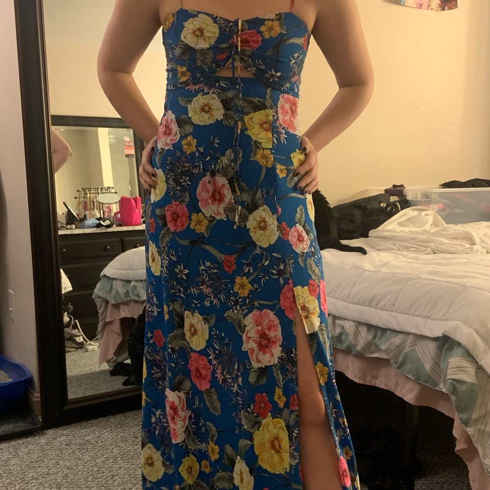 Express blue floral maxi dress